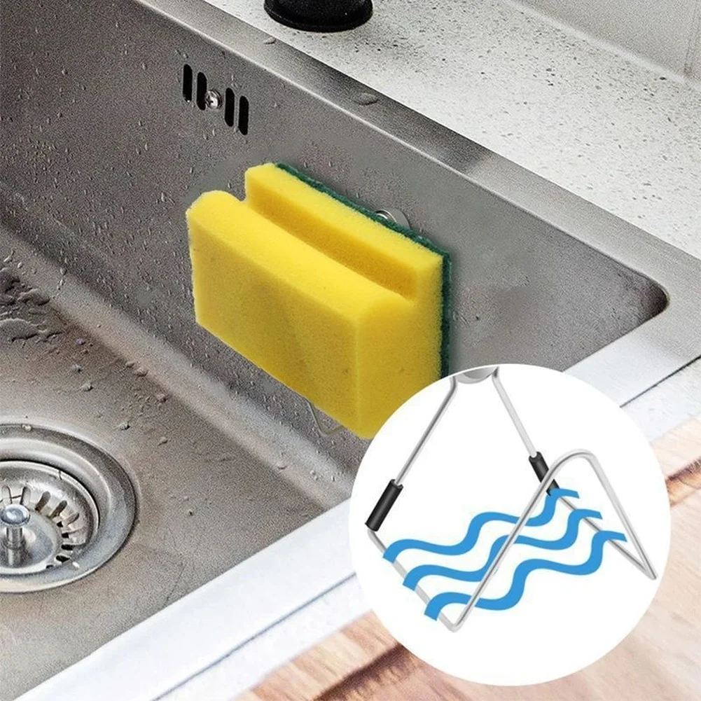 Stainless Steel Sponge Holder with Strong Magnet for Kitchen Sink Wall Mount No Drill Installation 6x5.5x6cm Silver