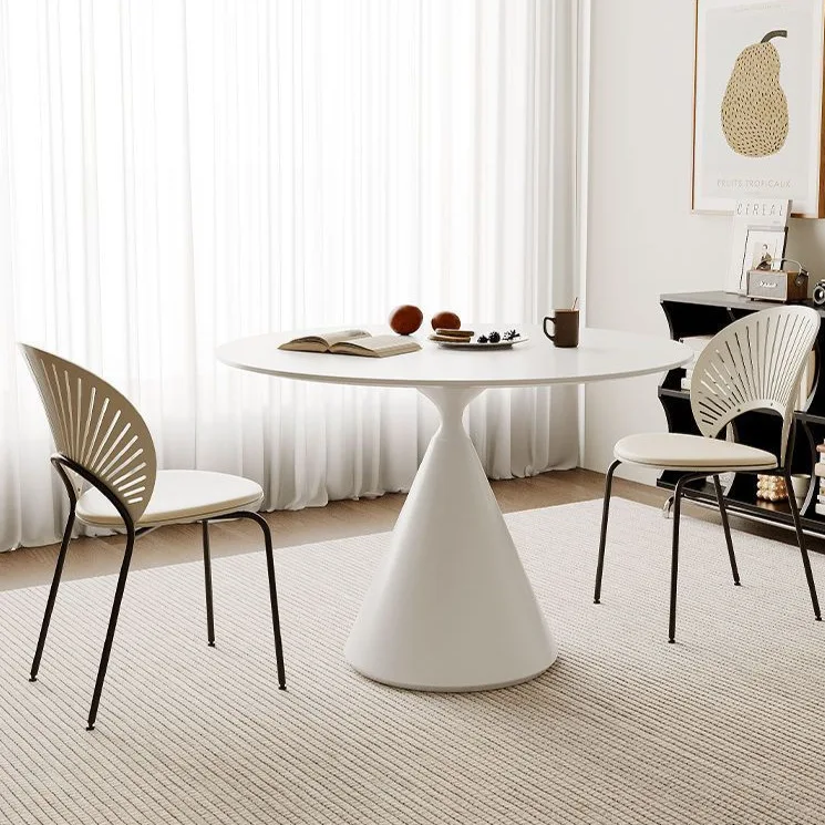 French antique dining table, retro household round solid wood round table