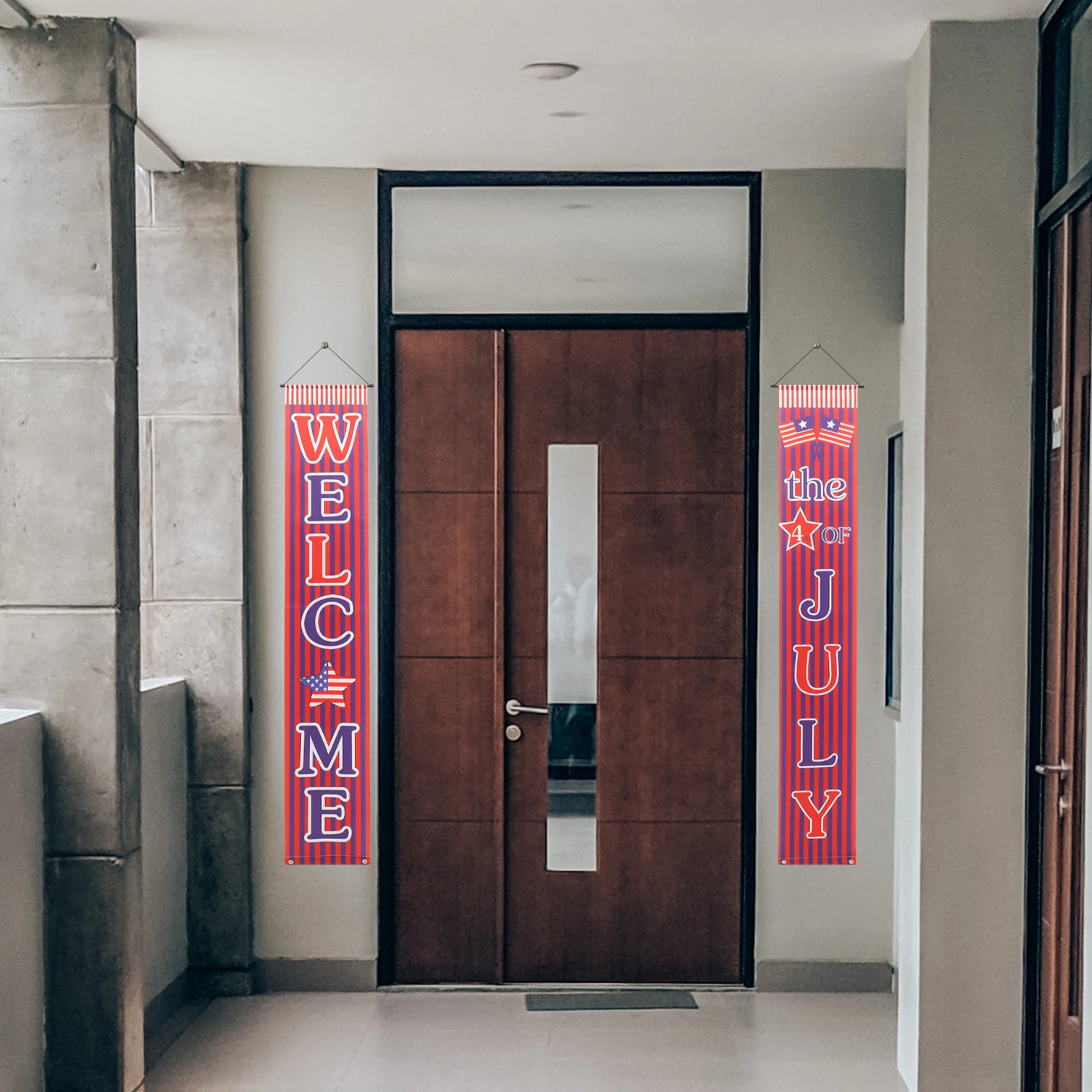 

1 Pair Independence Day Couplets 4Th Of July Hanging Sign Patriotic Porch Banner Door Curtain For Parties Home Outdoor Indoor