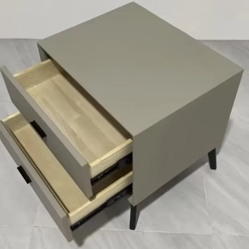 Modern Nordic Minimalist Square Nightstand Smonetky Color Sheet Material Home Office Storage Side Table with 2 Drawers