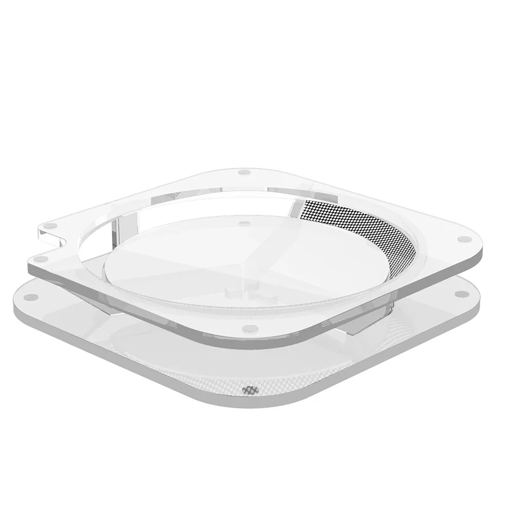 Desktop Static Dustproof Stand for Mac Mini with Heat Dissipation Mesh and Acrylic Base Designed for Optimal Device Cooling