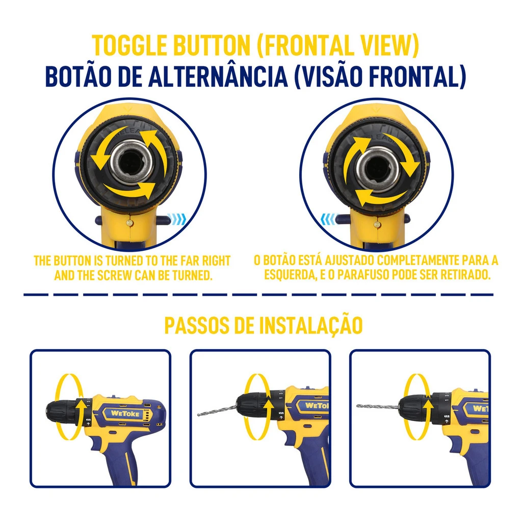 Parafusadeira Furadeira De Impacto A Bateria Profissional 26v Bivolt Broca Ferramentas