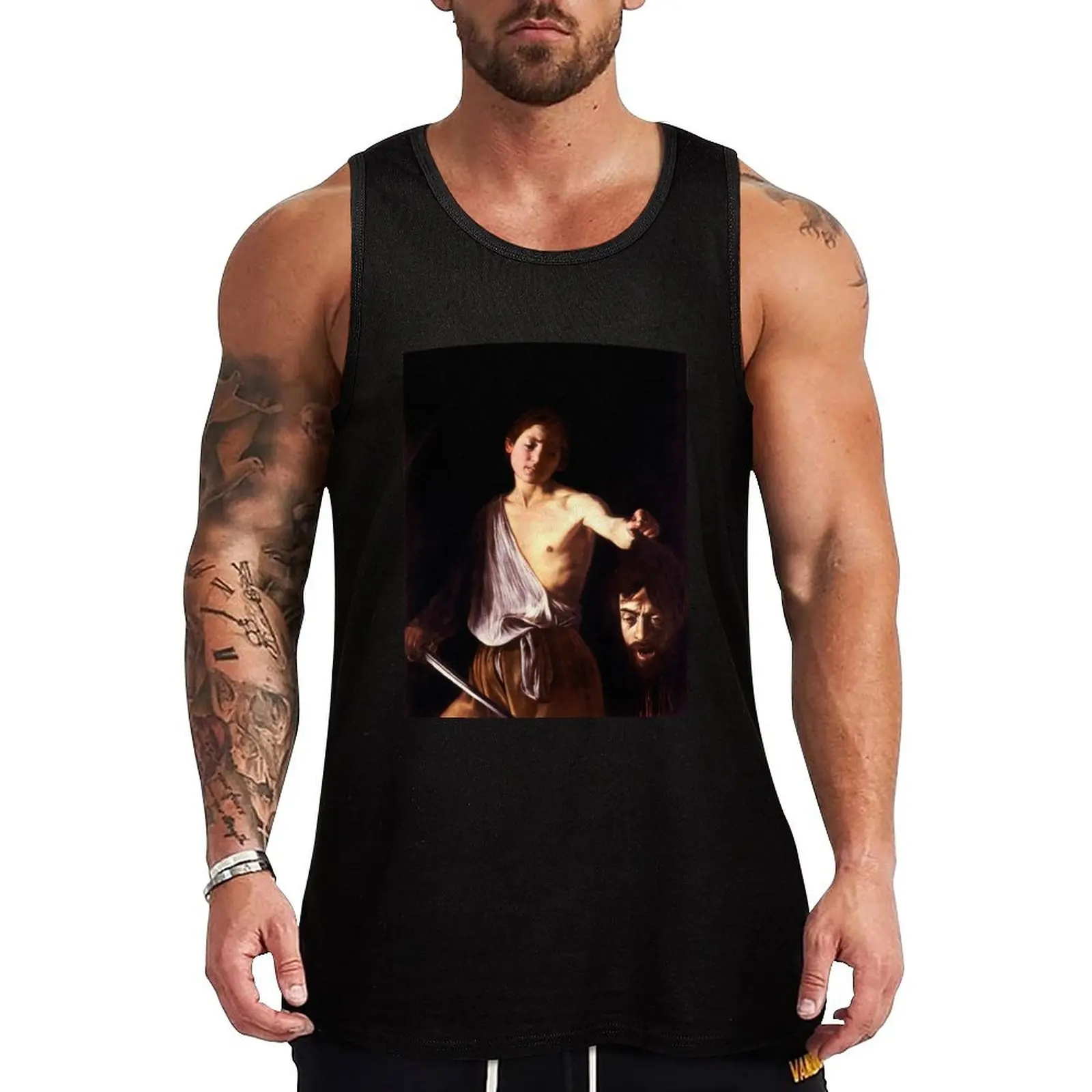 High Resolution Caravaggio David With The Head of Goliath 1610 Tank Top male top summer clothes vest for men