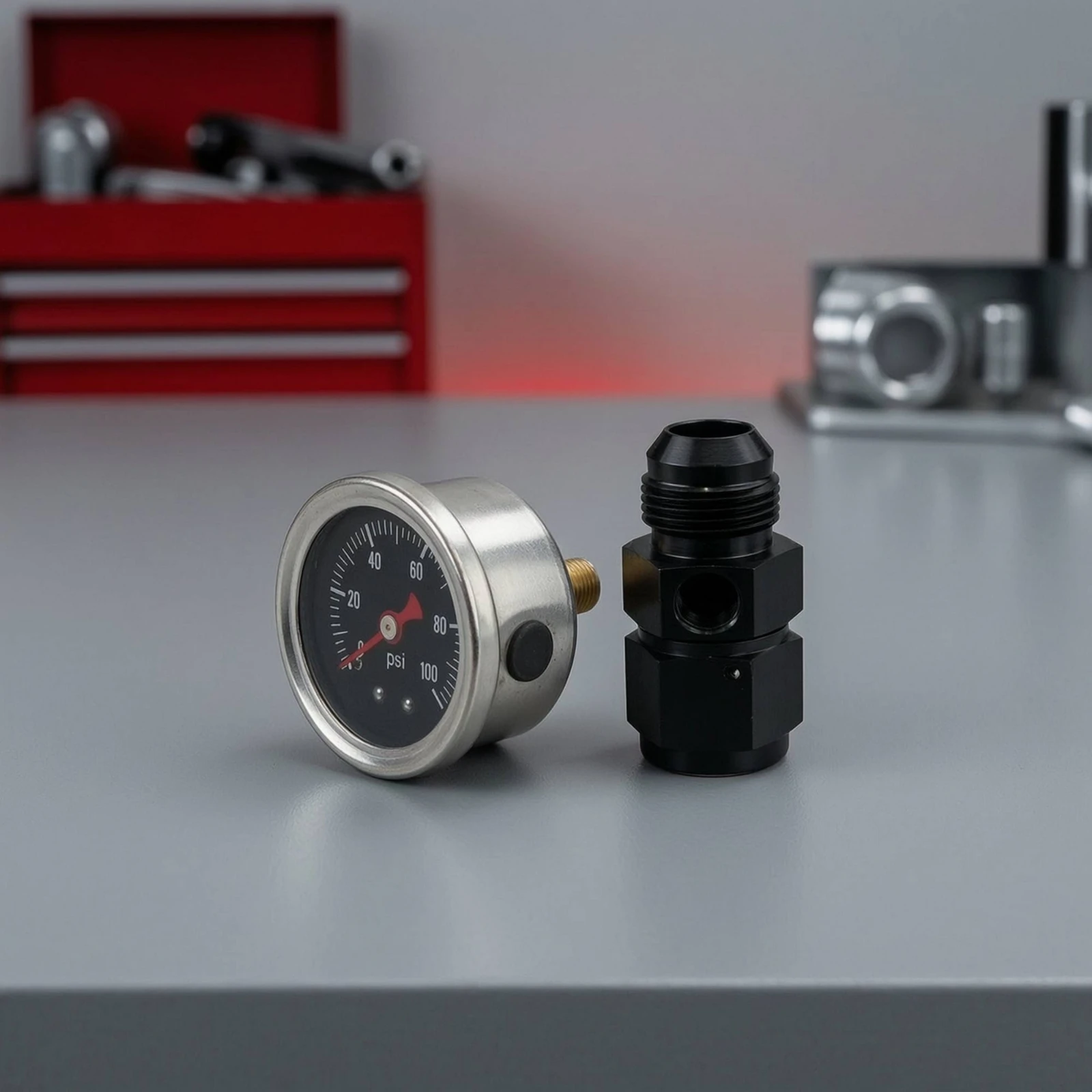 Fuel Gauge with Adapter Compact Fuel Pressure Gauge Accurate Reliable for Mechanics, Workshops, Garages
