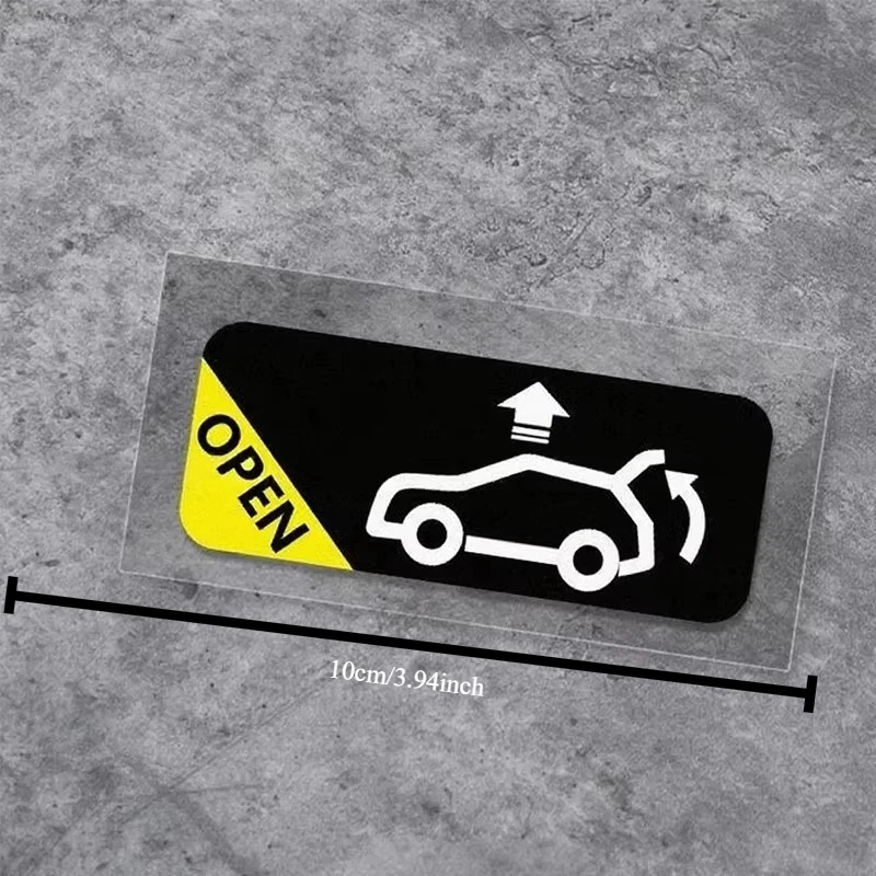 2pcs Car Trunk Open Reminder Vinyl Sticker, Waterproof Warning Decal for EV Motorcycle Helmet Decor, Holiday Gift