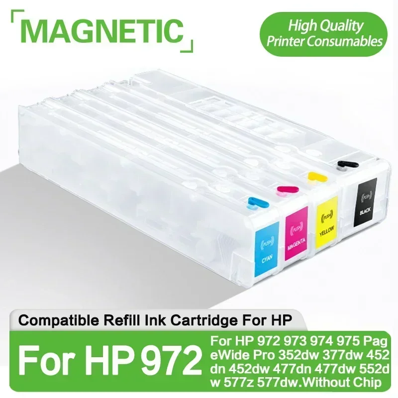 Refill Ink Cartridge For HP 972 973 974 975 PageWide Pro 352dw 377dw 452dn 452dw 477dn 477dw 552dw 577z 577dw.Without Chip