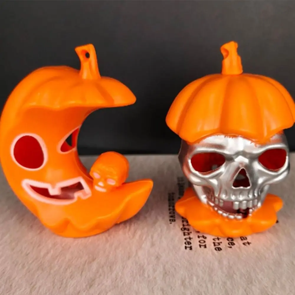 12Pcs Glowing Halloween Pumpkin Light Plastic Scary Skull Light Portable Creative Pumpkin Ornament Night Light Halloween Party