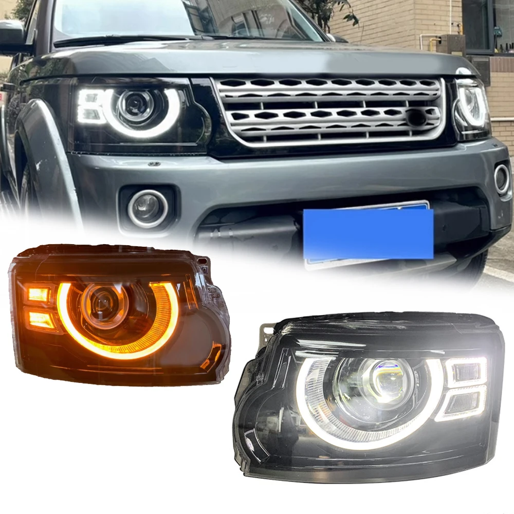 

Светодиодные фары для Land Rover Discovery 3 4 10-17, полностью светодиодные DRL, автомобильные фары в сборе, сигнал, автоаксессуары, модифицированная лампа