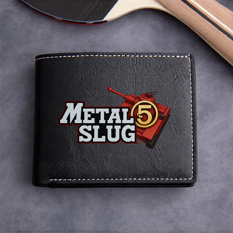 METAL SLUG 5 PU LEATHER MEN'S SHORT WALLET LIGHTWEIGHT DURABLE BUSINESS STYLE HIGH END DESIGN CLASSIC GAME INSPIRED ACCESSORY