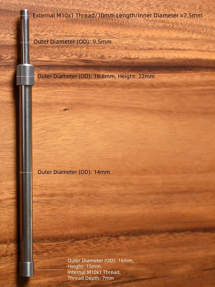 ท่อสแตนเลสแบบยืดไสลด์สําหรับไฟตั้งโต๊ะ/โคมไฟ ปรับความยาวได้ เกลียวภายใน/ภายนอก M10, เสาโคมไฟ