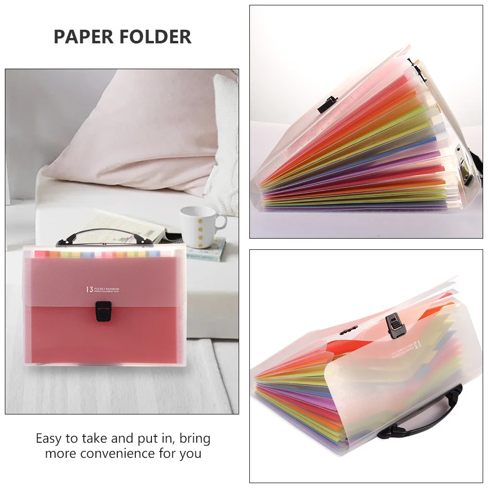 Accordion File Folder Portable Document Organizer A4 Size Multilayer Design for Receipts Name Cards Vouchers Coupons Tickets