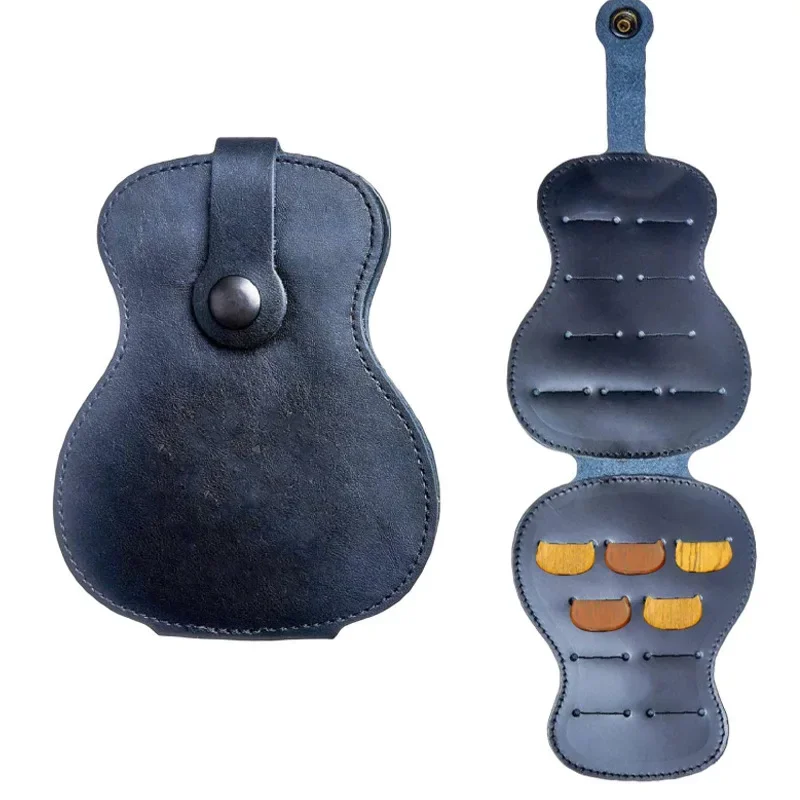 Vintage PU Leather Guitar Paddle Storage Bag - Large capacity, versatile, perfect for Yukrili and other instruments 1PC