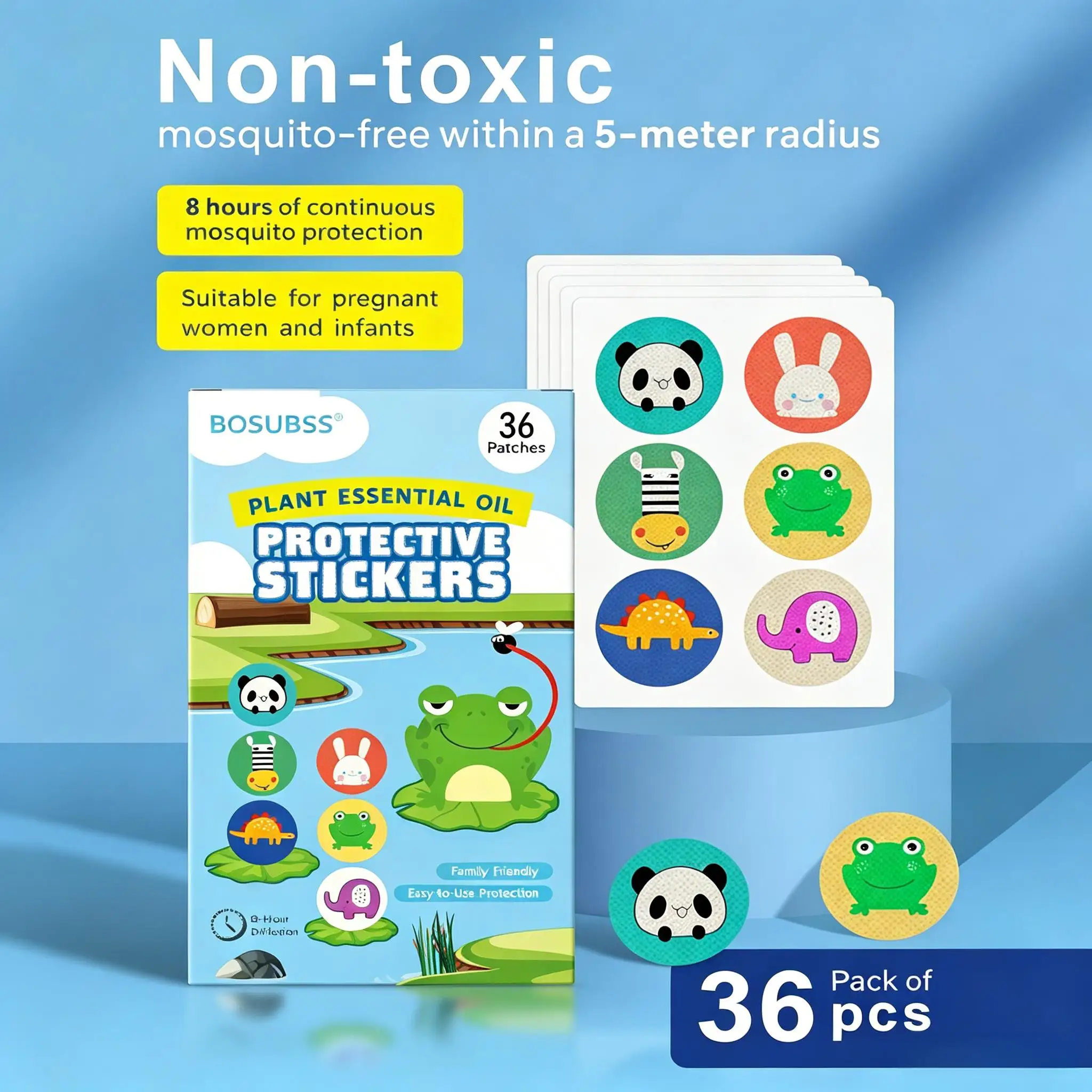 HITWORKER 36Pcs Kids Mosquito Repellent Stickers Cartoon Plant Oil Anti-Bite Patches Baby Outdoor Portable Insect Protection