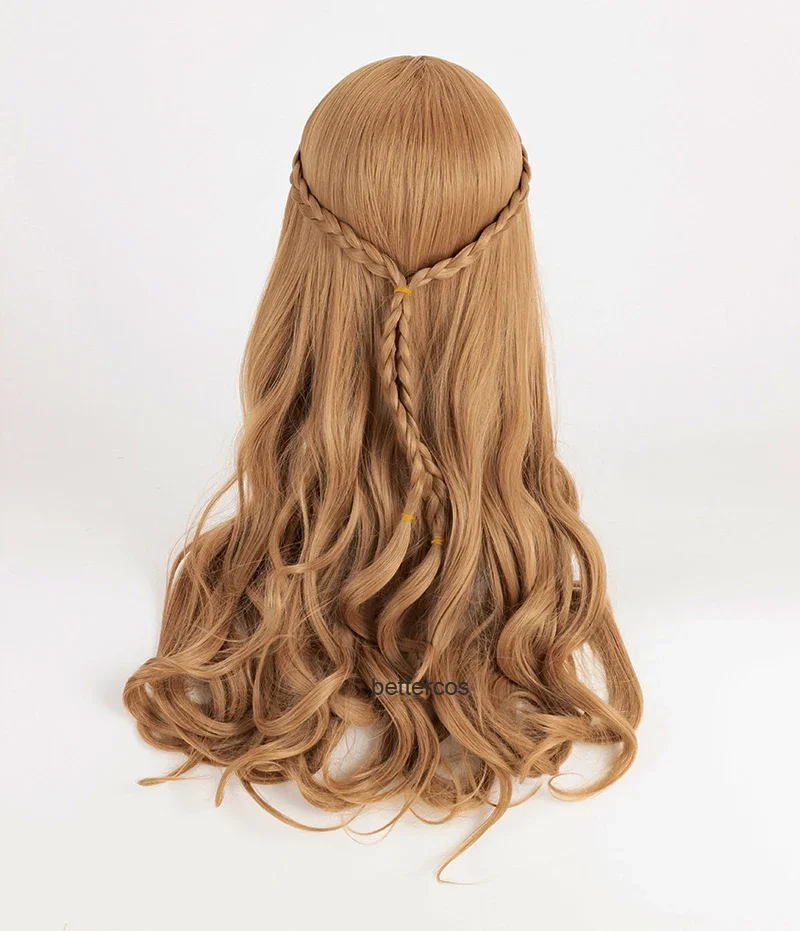 Cersei Lannister Cosplay peruca encaracolada marrom longa, cabelo sintético, trança resistente ao calor