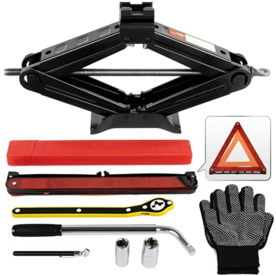 

Набор ножничных домкратов для автомобиля 2.5 тонны (5512 фунтов) с гаечным ключом, портативный аварийный комплект для замены и ремонта шин