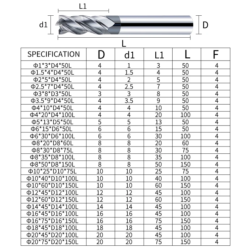 HENGXIN 2 Flutes Flat Milling Tools HRC50 End Mill CVD High Wear Resistance Spiral Carbide Metal Cutter