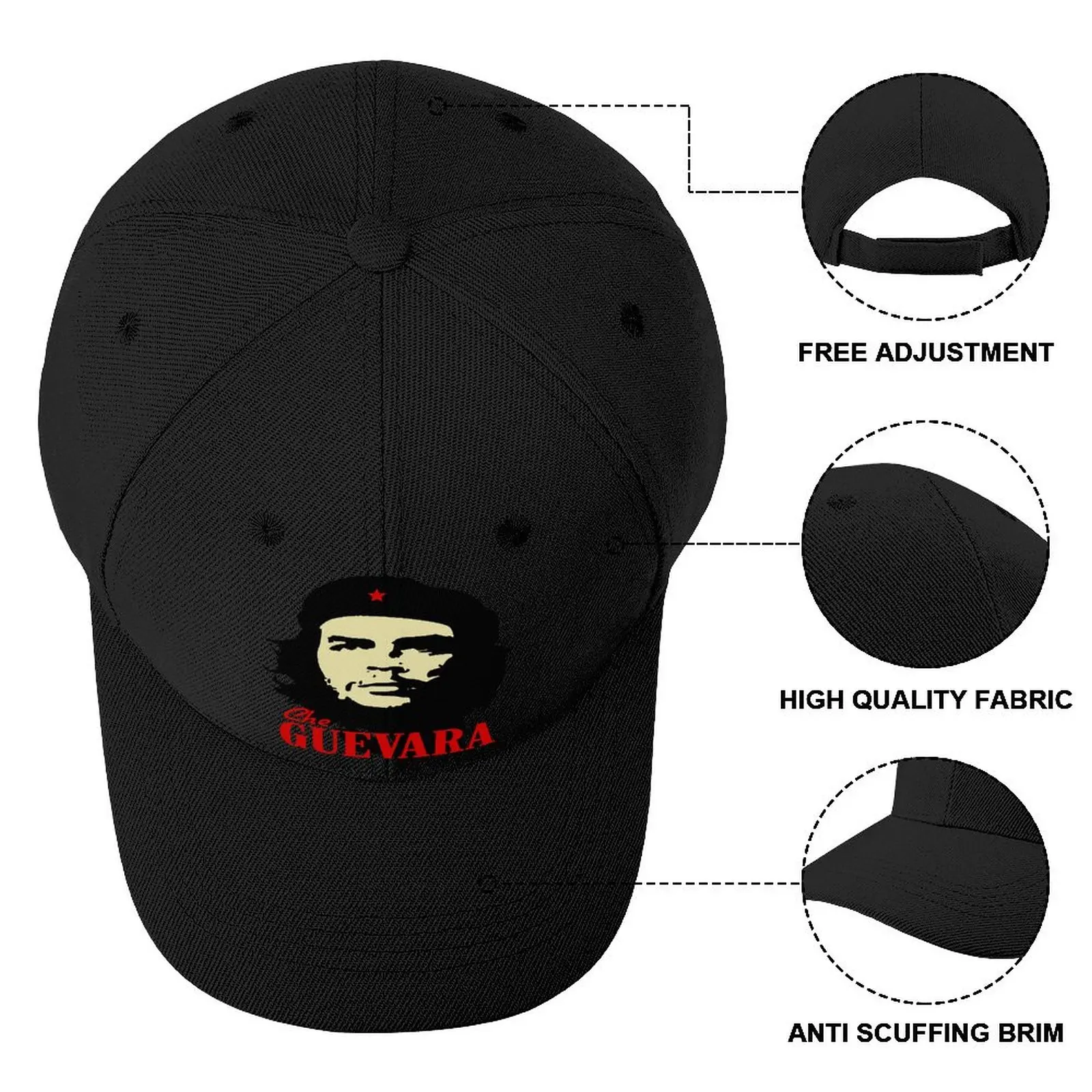 Che Guevara Baseball Cap Traditional Hipster Baseball Hat Logo Polyester Rock Dropshipping Cap