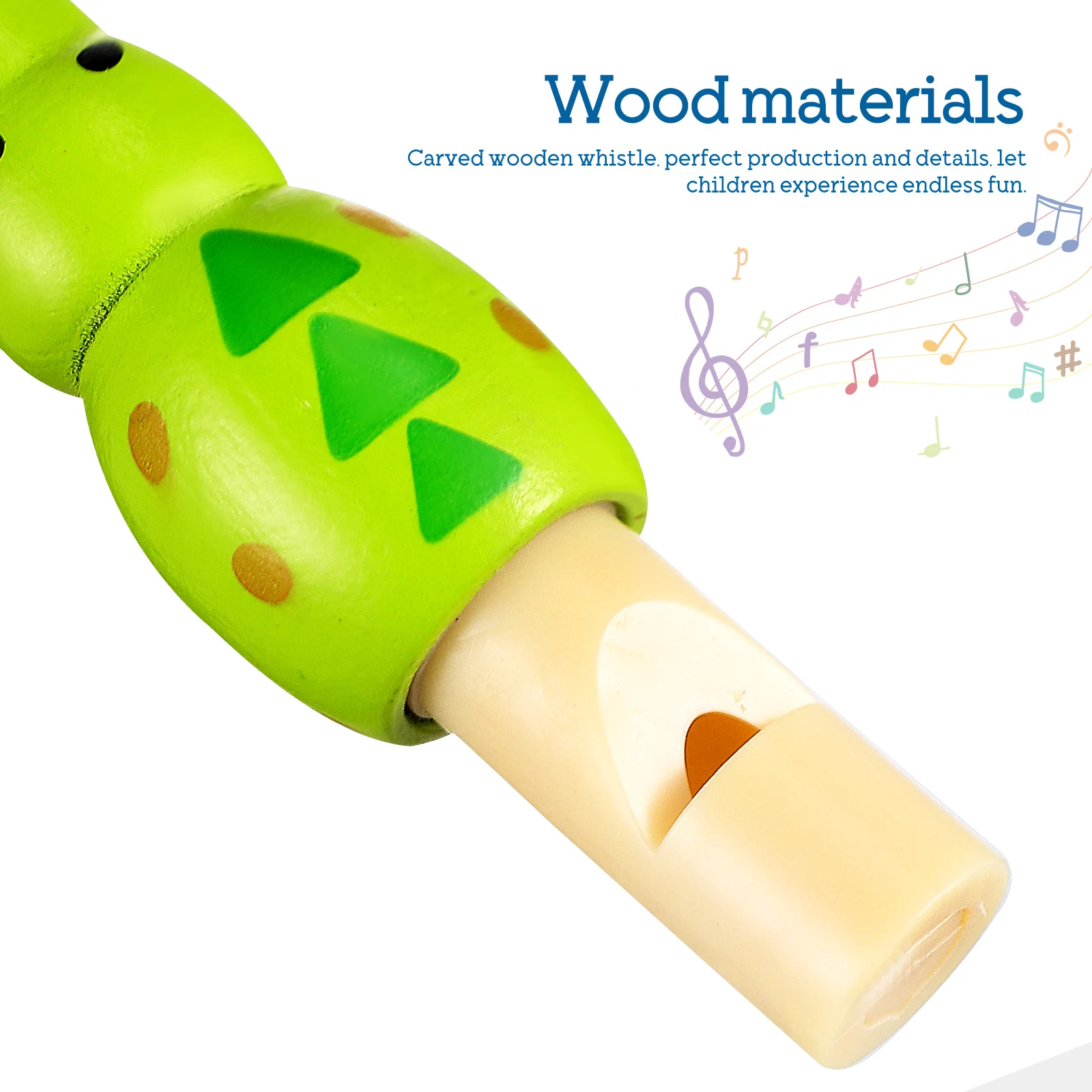 

7 pcs Kids Bird Shape Animal Cartoon PVC Wood Material Smooth Whistle Toys Wooden Whistles With Lanyard Portable Music Interest