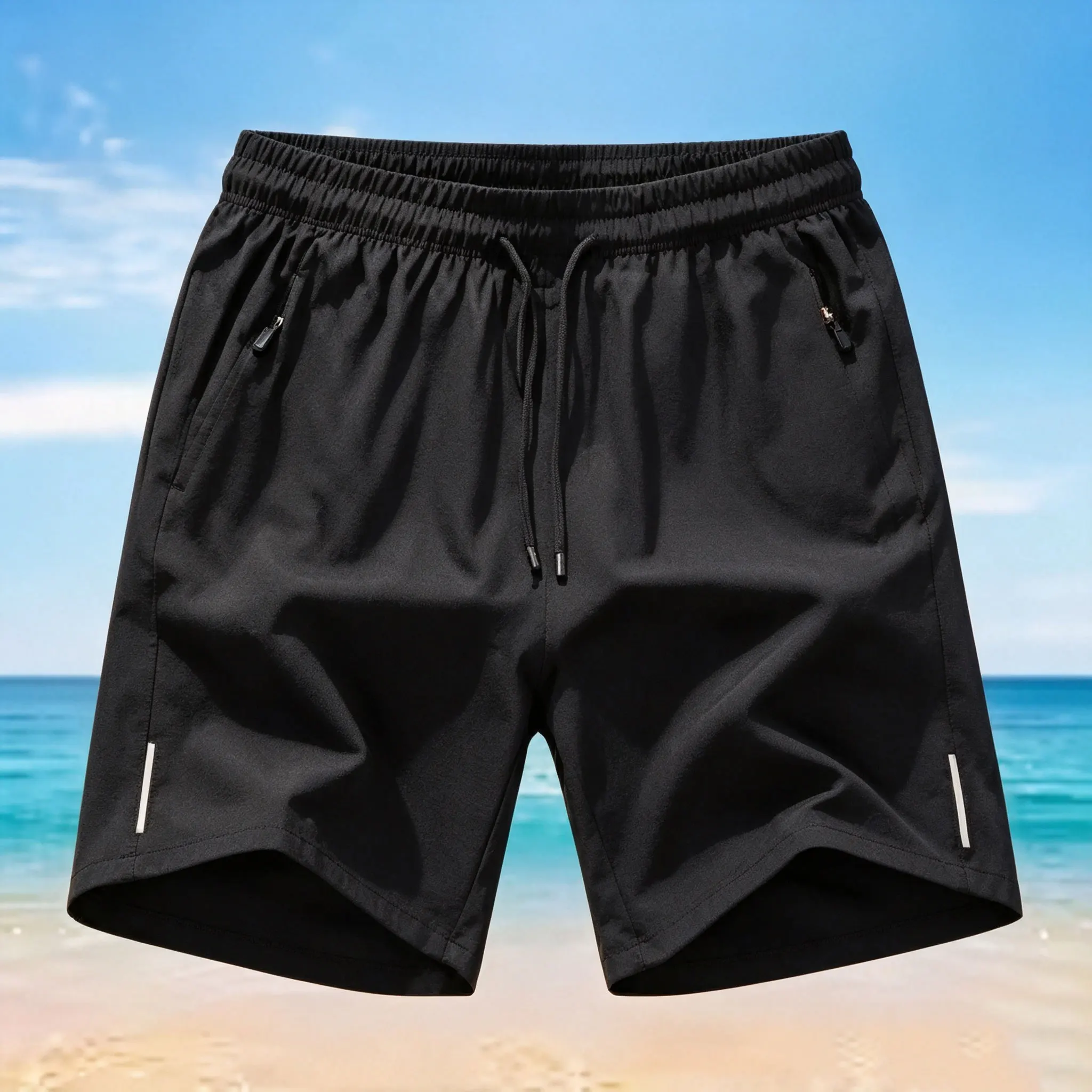 Summer Classic Joggers Men's Shorts Gym Fitness Quick Dry Running Sports Board Shorts New Summer Casual Bottom Zipper Pockets