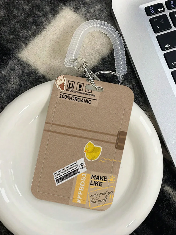 Ins Creative Cartoon Student Campus Card Holder with Stretchable Cord Suitable for Bus/Door/Metro Card Meal Card Protection Case