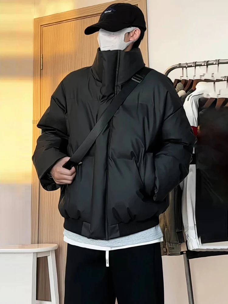 

Мужская зимняя куртка из искусственной кожи в американском ретро-стиле, мотоциклетная, с воротником-стойкой, рабочая, теплая и стильная