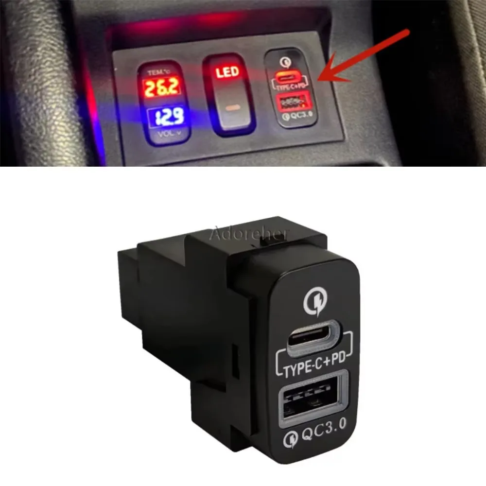 

Car QC3.0 PD Fast Charger USB Type-C Interface Socket for Mitsubishi Outlander Pajero Sport Lancer EX ASX V73 V93 V97