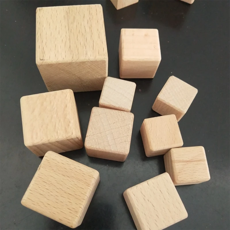 Bloques cuadrados de madera para niños, piezas de madera cúbica sin terminar para contar matemáticas, artesanía, juego infantil, 100 piezas