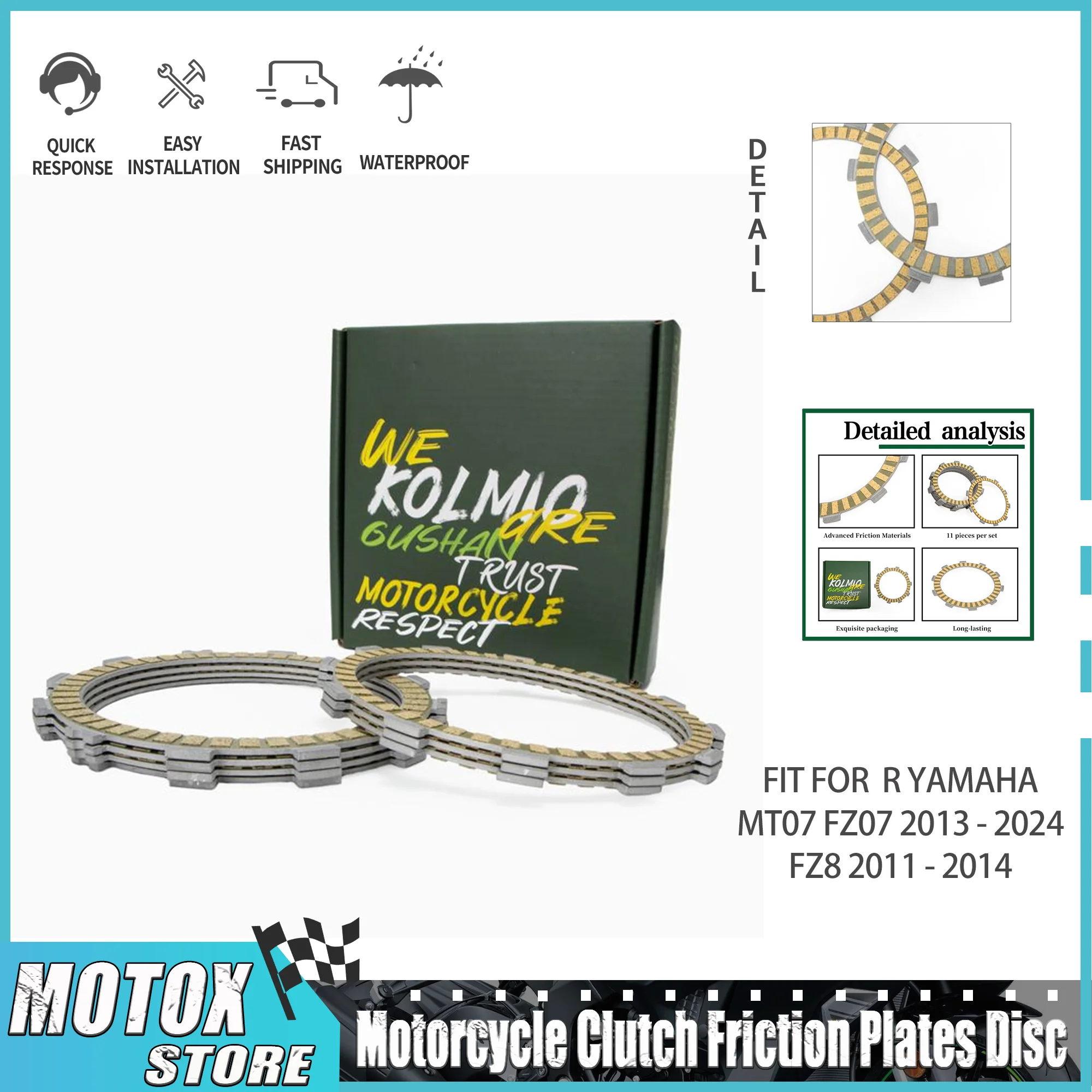 

Fit for YAMAHA MT07 FZ07 2013 - 2024 FZ8 2011 - 2014 Motorcycle Clutch Friction Plates Disc