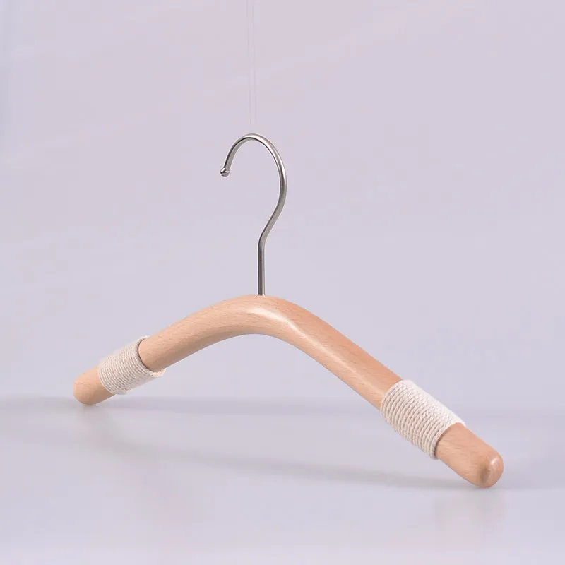 5Pcs Premium Beech Wood Clothes Hangers Round Rod Solid Wood Natural Color for Clothing Store Kids Shop Coat Pants Organizer