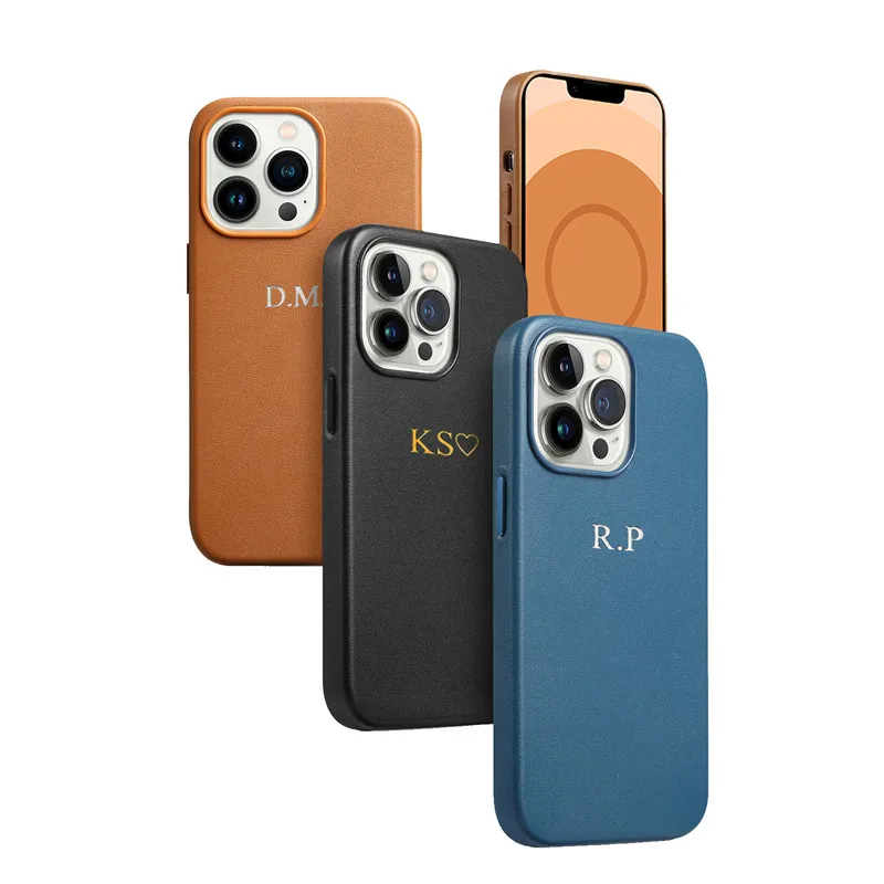 Personalizowane złote etui z inicjałami na iPhone 14 12 13 15 16 17 Pro Max 14 15 16 Plus Air, luksusowe skórzane etui PU z magnetycznym zamknięciem. — zdjęcie produktu 2
