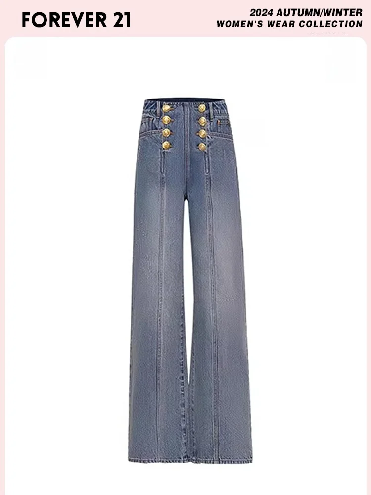 

Джинсы женские Forever 2, весна-лето, новые, из легкого хлопка, матовые, с двойной застежкой, широкие штанины, для повседневной носки, больших размеров