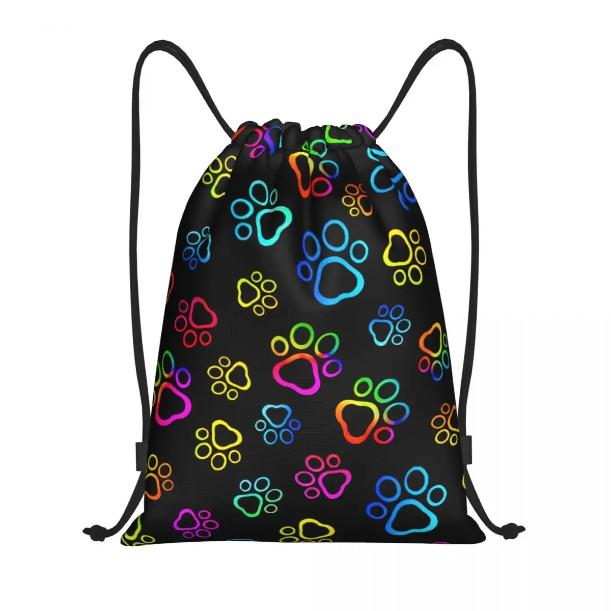 Bright Paws Drawstring Bags Basketball Backpack Gym Sackpack Colorful String Bag for Working Out