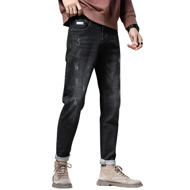 Jeans Vintage di fascia alta nuovi pantaloni Slim a gamba dritta da uomo In primavera e In autunno