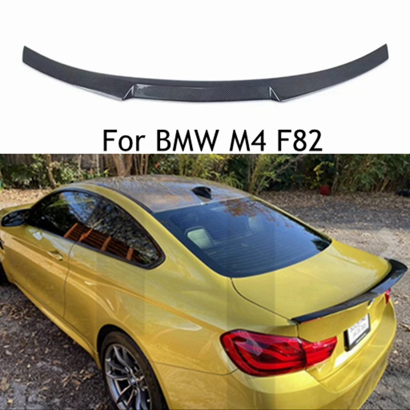 

ДЛЯ BMW M4 F82 M4 Стиль Углеродное волокно Задний спойлер Крыло багажника 2014-2020 FRP Глянцевый черный кованый карбон