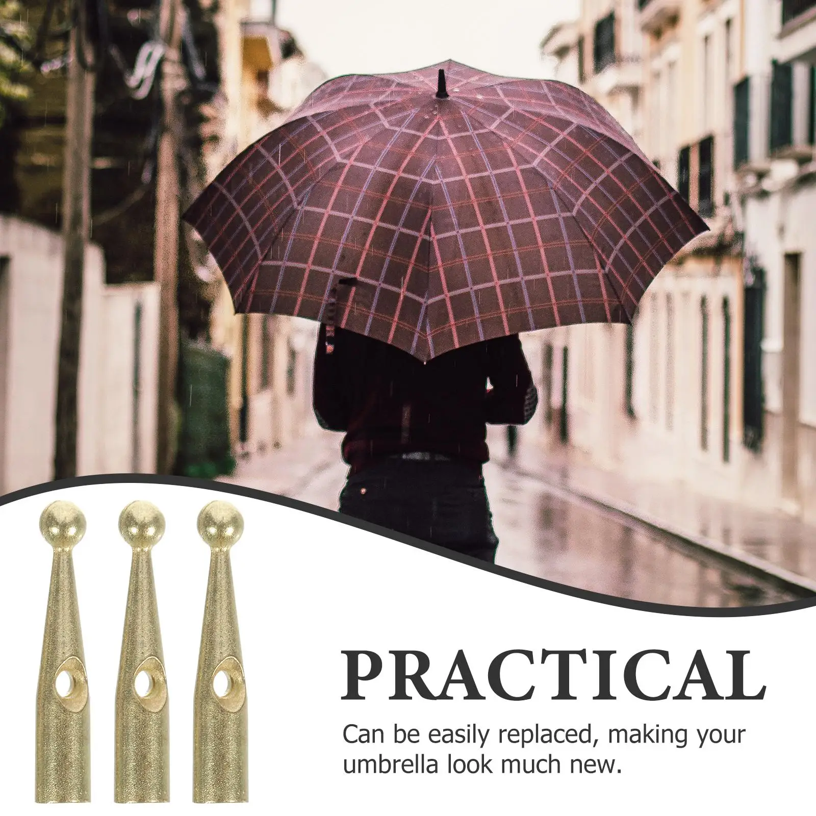 

10 Pcs Metal Umbrella Tail Beads Bone Covers 2 7mm Hole Golden Color Folding Repair Accessories Durable Small Parts