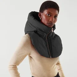 Women's Faux Vest Sleeveless Zipper Faux Hood Stand Up Collar Padded Vest Lightweight Removable Women's Winter Vest