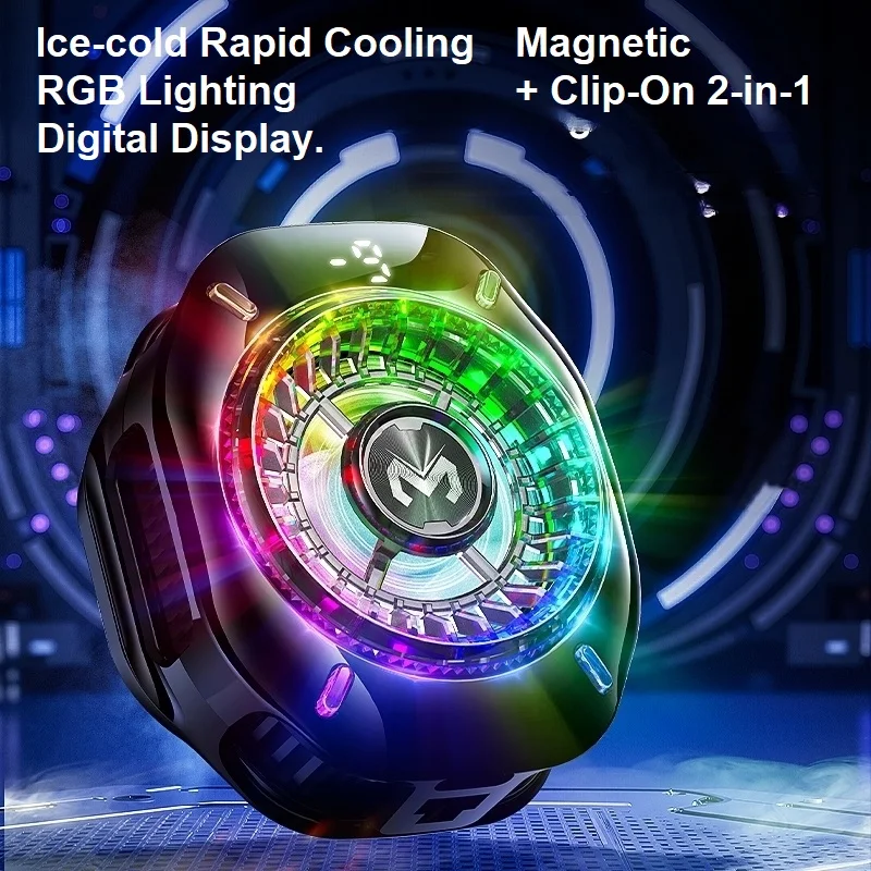 CX10 Semiconductor Phone Cooler with RGB Lights Magnetic Clip on Ice-Freezing Strong Cooling for Gaming & Live Streaming