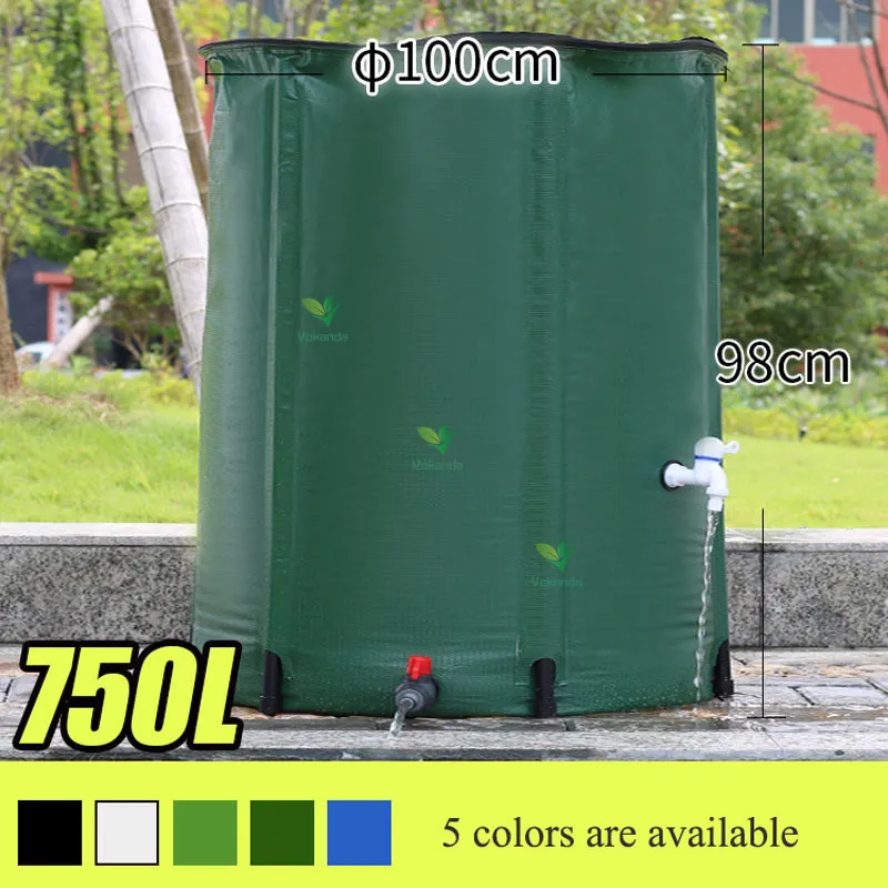 

VOKANDA-Water Storage Tank, Collapsible Barrel, Rainwater Recovery Collector Bucket for Home Garden Watering, 750 Liter