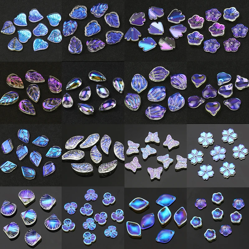 Czech Glass Beads Transparent AB Colored Flower Water Drop Leaf Loose Beads For Jewelry Making DIY Earrings Pendants Accessories