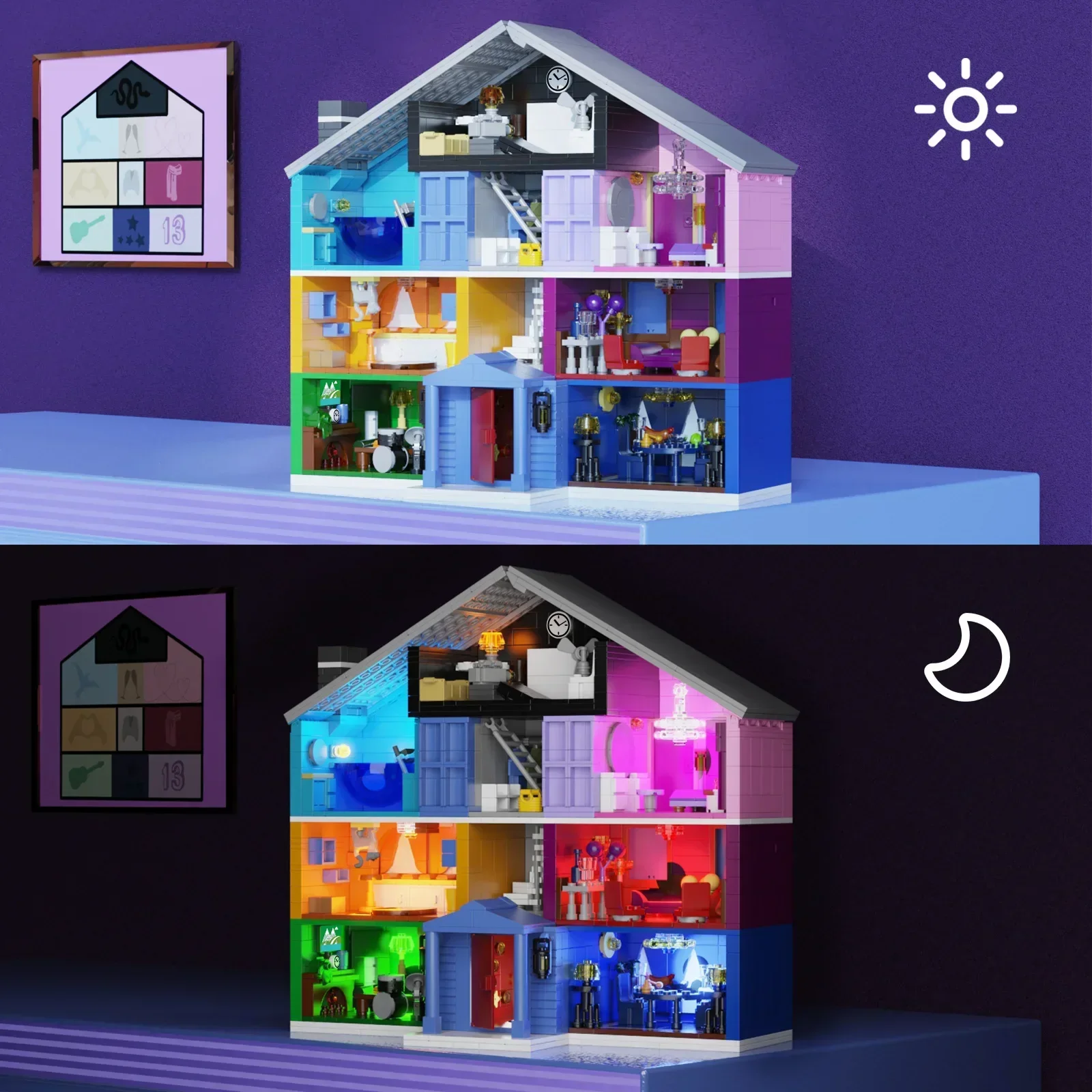 BuildMOC Creativity Lover House Building Block Set Mystery Lodge Pink Palace Model Bricks Toys Christmas Valentine's Day Gift