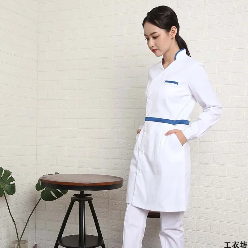 Nurse uniform summer short-sleeved white coat large size thin white surgical clothing pure cotton stomatologist overalls women