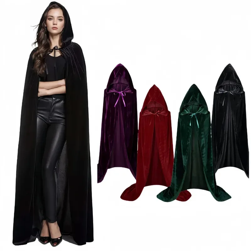 

Hocus Pocus 2 Witch Cloak Hooded Mary Sarah Winifred Sanderson Sister Cosplay Costume Halloween Adult Women Girl Long Party Cape