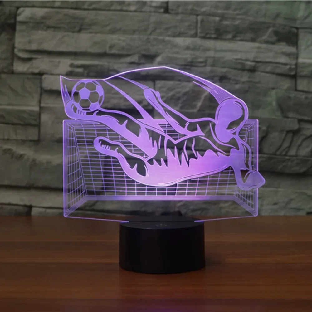 Nighdn 3D Lamp Football Goalkeeper Figure Night Light 7 Color Changing LED Nightlight for Sleep Lights Home Room Decor Kids Gift