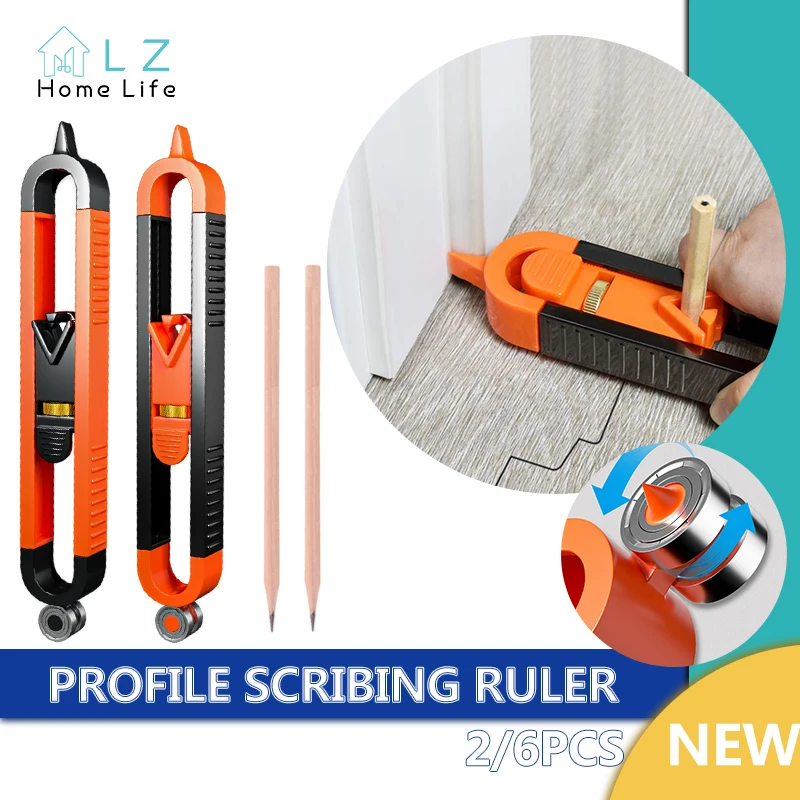 

2/3/6pc Profile Scribing Ruler Contour Gauge with Lock - Adjustable Precise Scribe Tool Woodworking Edge Corner Measuring Tool