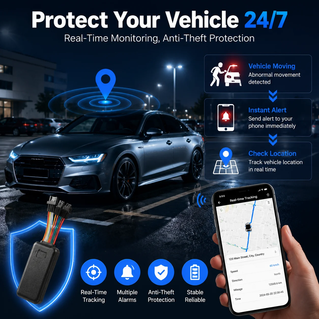 Niuvith 4G GPS Vehicle Tracker Real-Time Car Locator Anti-Theft Remote Cut Off Multiple Alerts Tracking Device Free APP - view 5