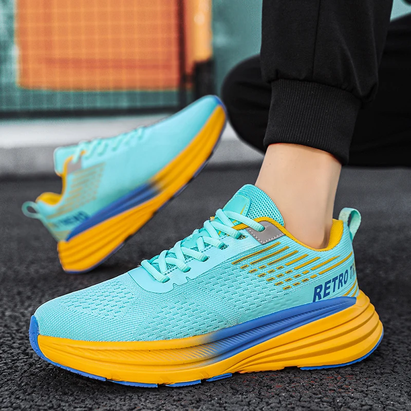 Outdoor Unisex Sport Shoes Platform Support Light Weight Cushioning Mesh Breathable Running Jogging Retro Trend Sneakers Men