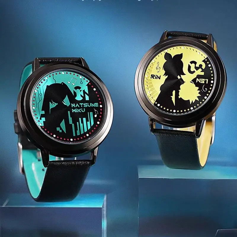 Hatsune Miku anime peripheral watch creative cute cartoon two-dimensional mirror sound bell student LED electronic watch gift