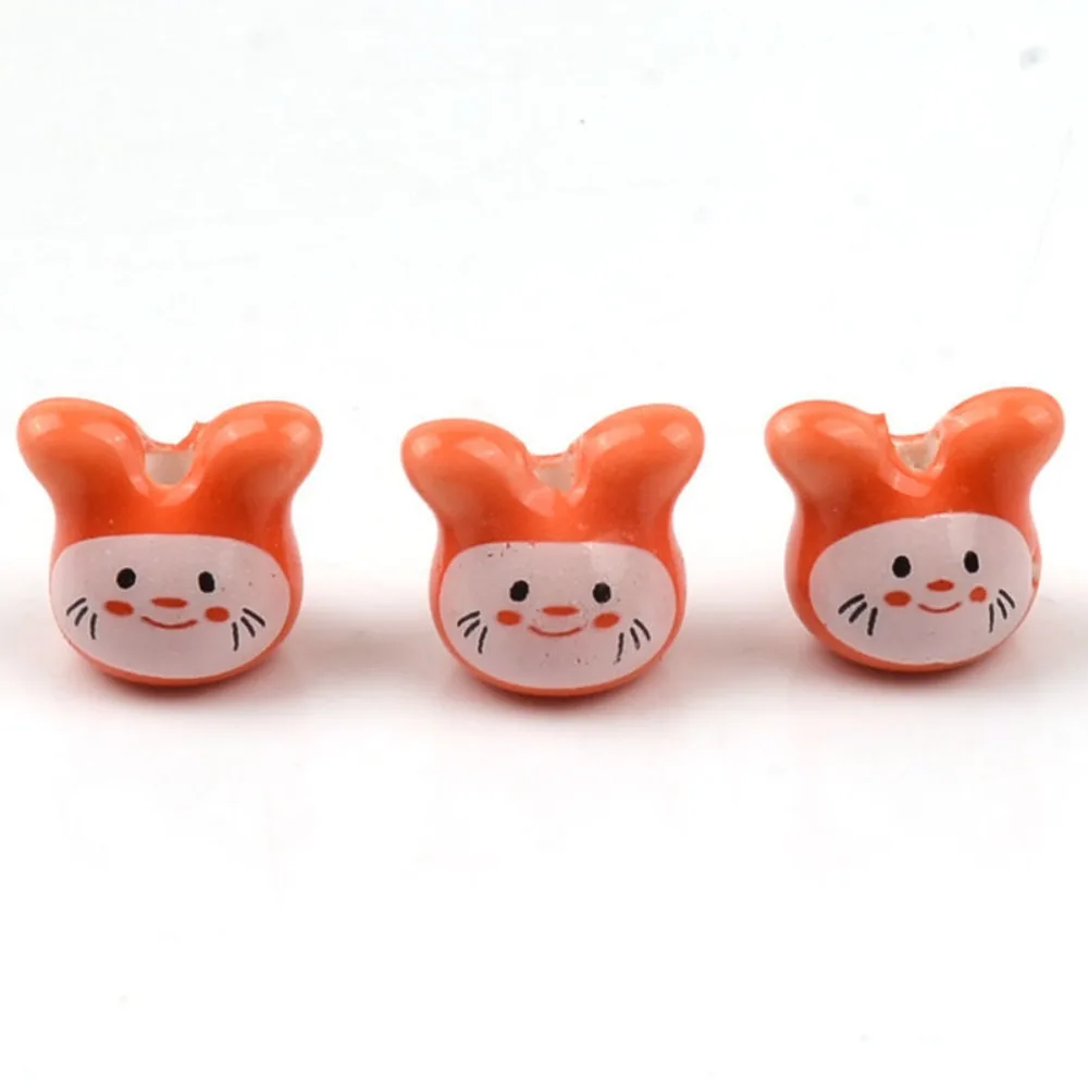 10Pcs Rabbit Colorful Chinchillas Ceramic Beads Ceramic Animal Rabbit Shape Porcelain Bead Cute Colorful