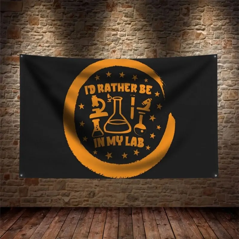 Chemistry Lab Banner Tapestry I'd Rather Be In My Lab Science Geek Decor Gift Poster Flag 60x90cm