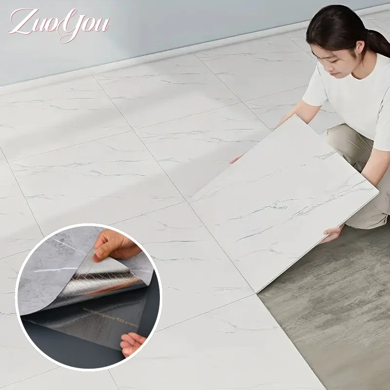 

Imitation Marble Self-adhesive Floor Sticker PVC Waterproof Thicken Peel and Stick Floor Tile for Kitchen Living Room Home Decor